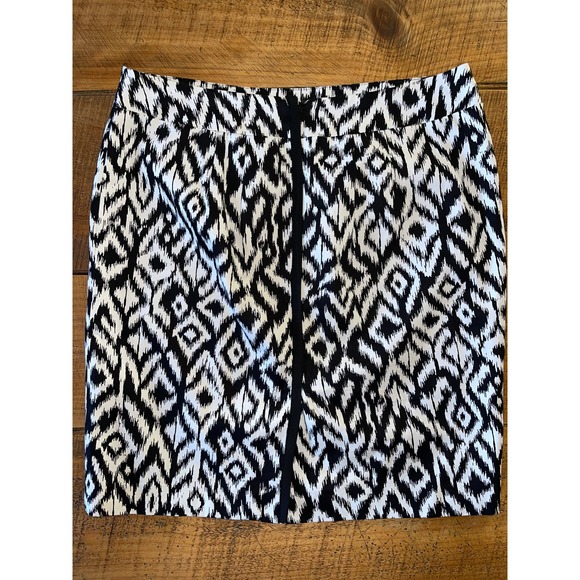 Womens Cynthia Rowley Black White Abstract Pencil Skirt Size 10 - Picture 4 of 6